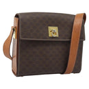 CELINE Macadam Shoulder Bag PVC Leather Brown Gold Tone Auth ep15326-1