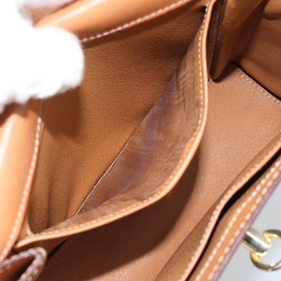 CELINE Macadam Shoulder Bag PVC Leather Brown Gold Tone Auth ep15326
