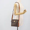 CELINE Macadam Shoulder Bag PVC Leather Brown Gold Tone Auth ep15326-23