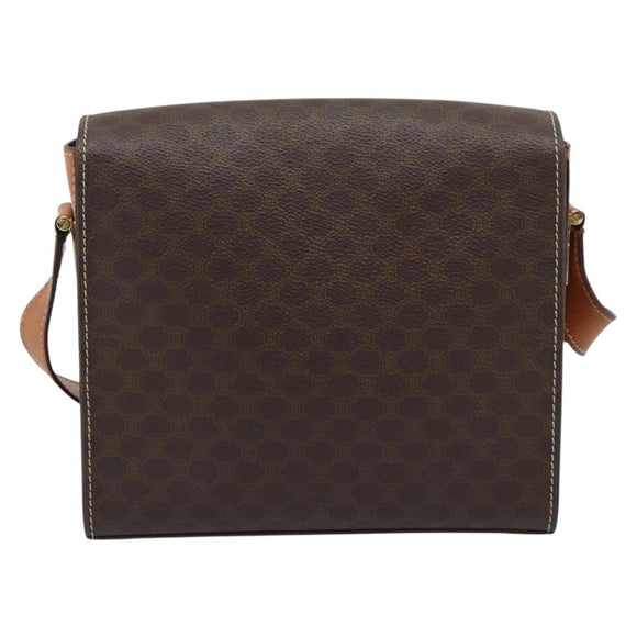 CELINE Macadam Shoulder Bag PVC Leather Brown Gold Tone Auth ep15326