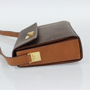 CELINE Macadam Shoulder Bag PVC Leather Brown Gold Tone Auth ep15326-3