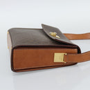 CELINE Macadam Shoulder Bag PVC Leather Brown Gold Tone Auth ep15326-4