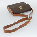 CELINE Macadam Shoulder Bag PVC Leather Brown Gold Tone Auth ep15326-7