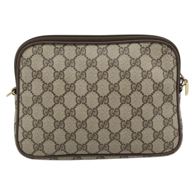 GUCCI GG Supreme Shoulder Bag PVC Leather Beige Gold Tone Auth ep15327 - 0