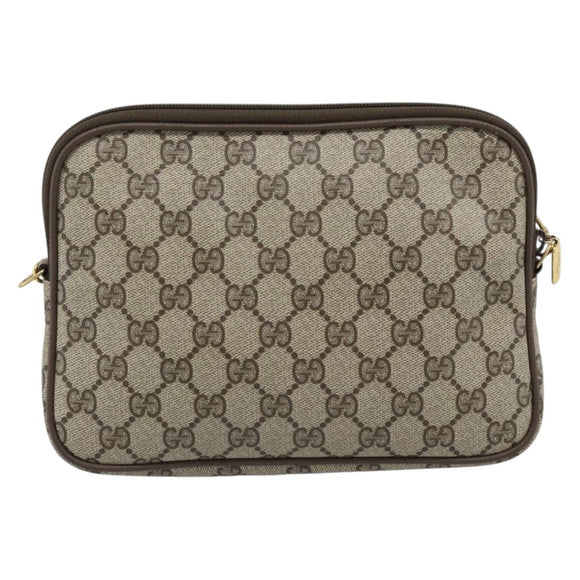 GUCCI GG Supreme Shoulder Bag PVC Leather Beige Gold Tone Auth ep15327