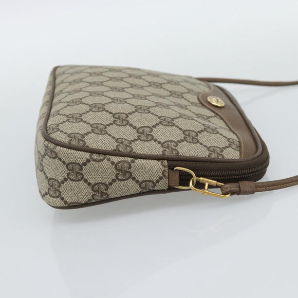 GUCCI GG Supreme Shoulder Bag PVC Leather Beige Gold Tone Auth ep15327