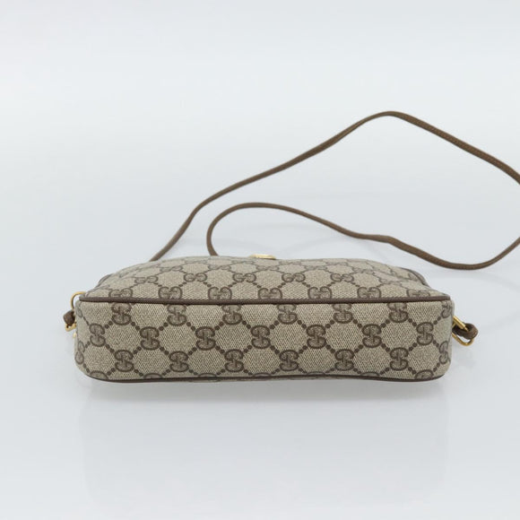 GUCCI GG Supreme Shoulder Bag PVC Leather Beige Gold Tone Auth ep15327