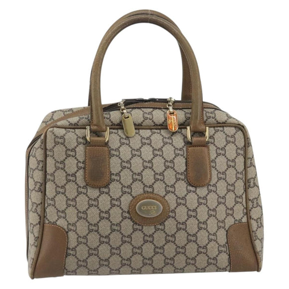GUCCI GUCCI Plus Supreme Hand Bag PVC Beige Gold Tone Auth ep15328