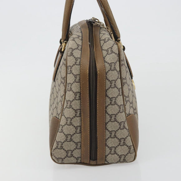 GUCCI GUCCI Plus Supreme Hand Bag PVC Beige Gold Tone Auth ep15328