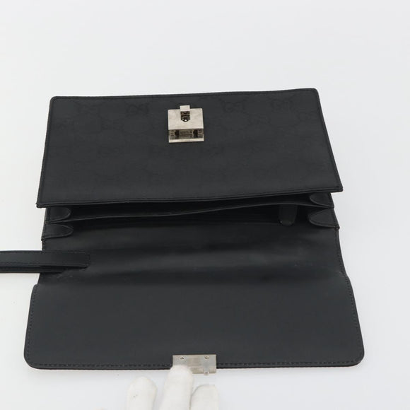 GUCCI GG Clutch Bag Nylon Black Silver 018 1600 Auth ep15330