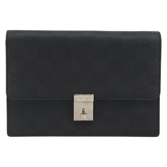 GUCCI GG Clutch Bag Nylon Black Silver 018 1600 Auth ep15330