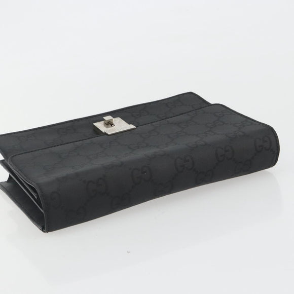 GUCCI GG Clutch Bag Nylon Black Silver 018 1600 Auth ep15330