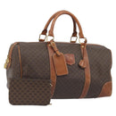 CELINE Macadam Boston Bag PVC Leather Brown Gold Tone Auth ep15333-1