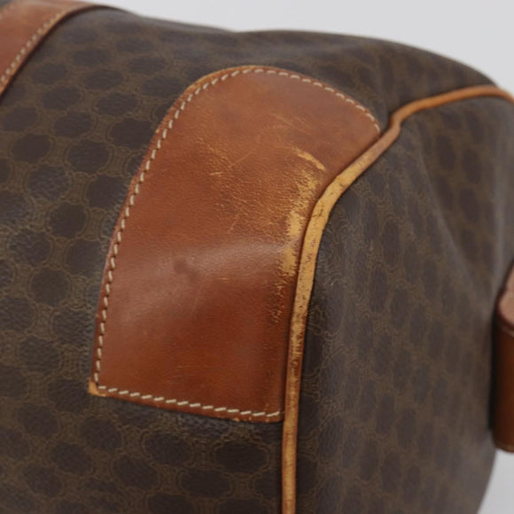 CELINE Macadam Boston Bag PVC Leather Brown Gold Tone Auth ep15333