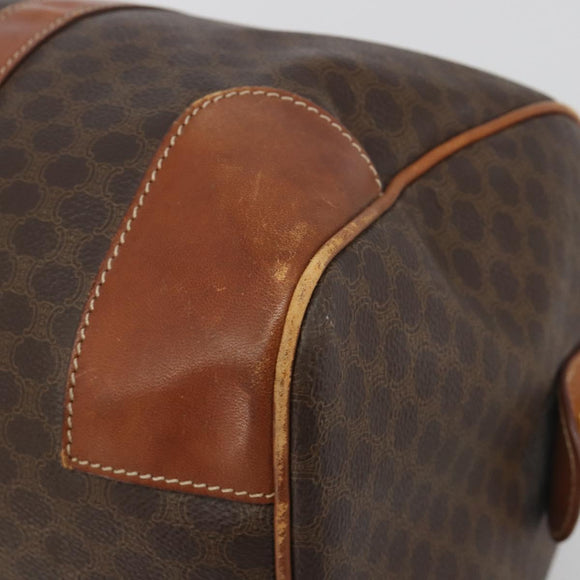 CELINE Macadam Boston Bag PVC Leather Brown Gold Tone Auth ep15333
