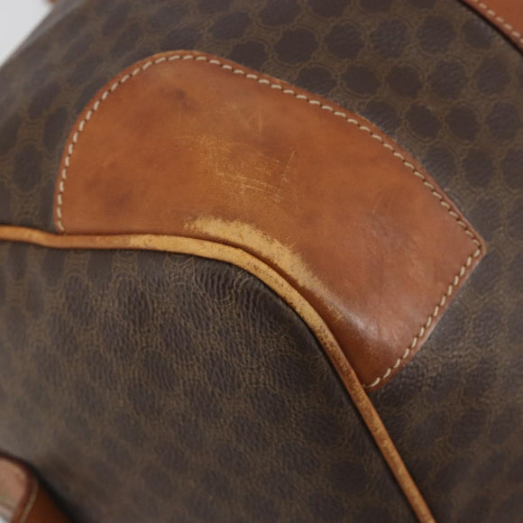 CELINE Macadam Boston Bag PVC Leather Brown Gold Tone Auth ep15333