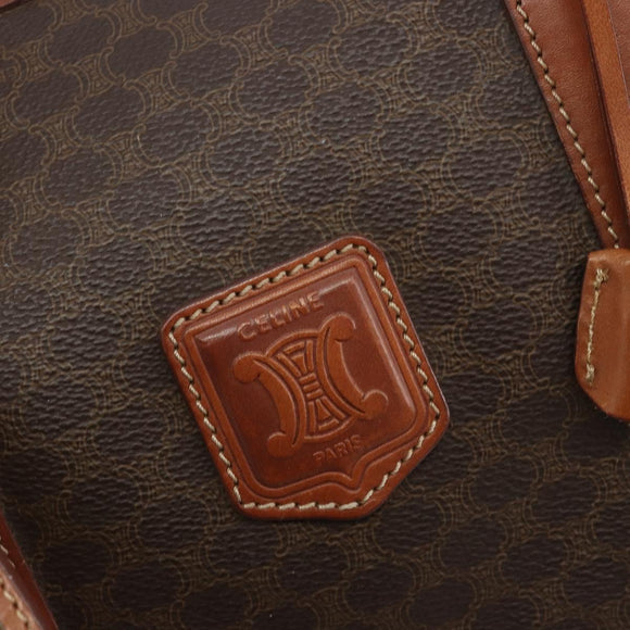 CELINE Macadam Boston Bag PVC Leather Brown Gold Tone Auth ep15333