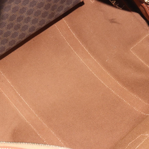 CELINE Macadam Boston Bag PVC Leather Brown Gold Tone Auth ep15333