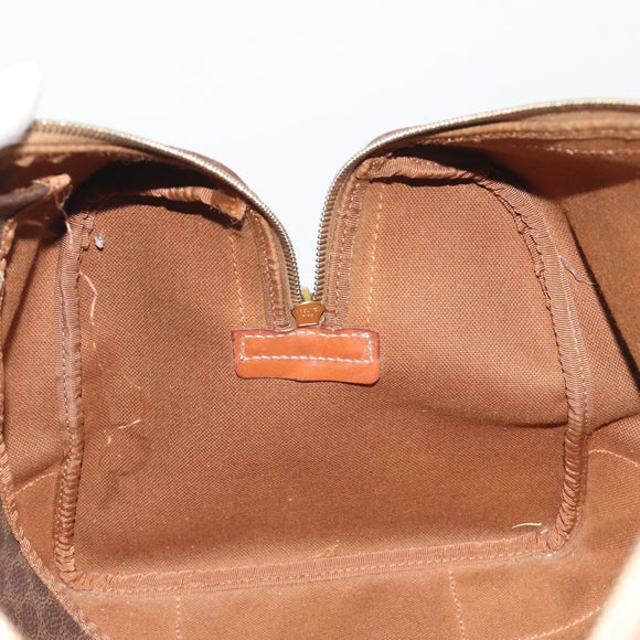 CELINE Macadam Boston Bag PVC Leather Brown Gold Tone Auth ep15333