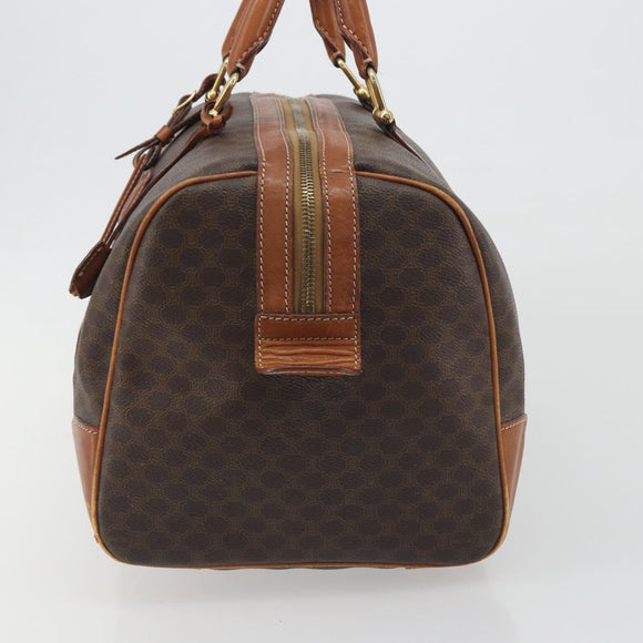 CELINE Macadam Boston Bag PVC Leather Brown Gold Tone Auth ep15333