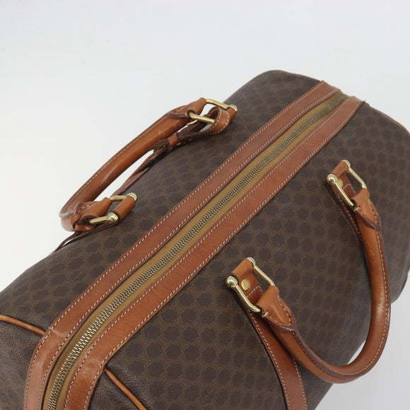CELINE Macadam Boston Bag PVC Leather Brown Gold Tone Auth ep15333