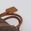 CELINE Macadam Boston Bag PVC Leather Brown Gold Tone Auth ep15333-8
