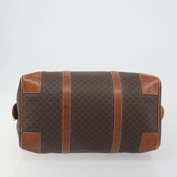 CELINE Macadam Boston Bag PVC Leather Brown Gold Tone Auth ep15333