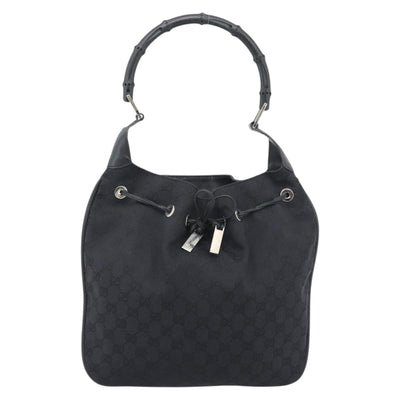 GUCCI GG Canvas Bamboo Hand Bag Black Silver 001 4033 Auth ep15336A - 0
