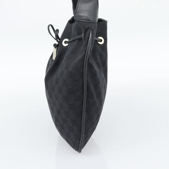 GUCCI GG Canvas Bamboo Hand Bag Black Silver 001 4033 Auth ep15336A