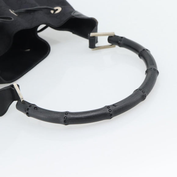 GUCCI GG Canvas Bamboo Hand Bag Black Silver 001 4033 Auth ep15336A