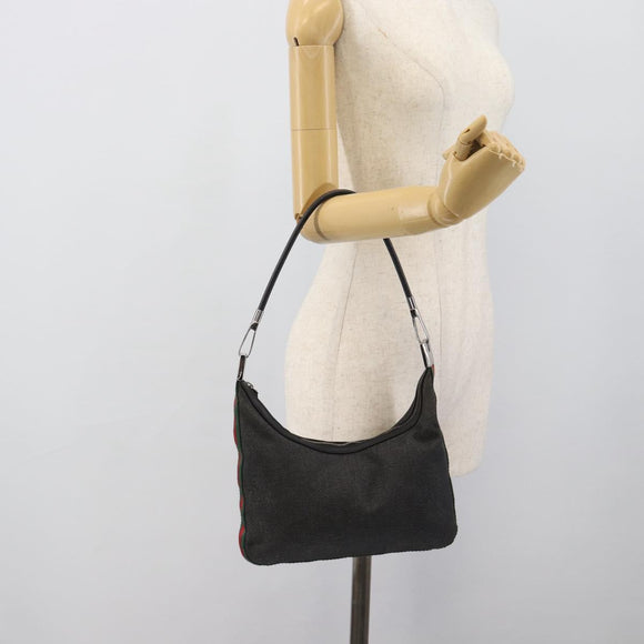 GUCCI Shoulder Bag Canvas Black Silver 01233 Auth ep15337