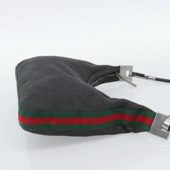 GUCCI Shoulder Bag Canvas Black Silver 01233 Auth ep15337
