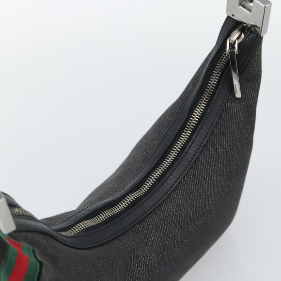 GUCCI Shoulder Bag Canvas Black Silver 01233 Auth ep15337