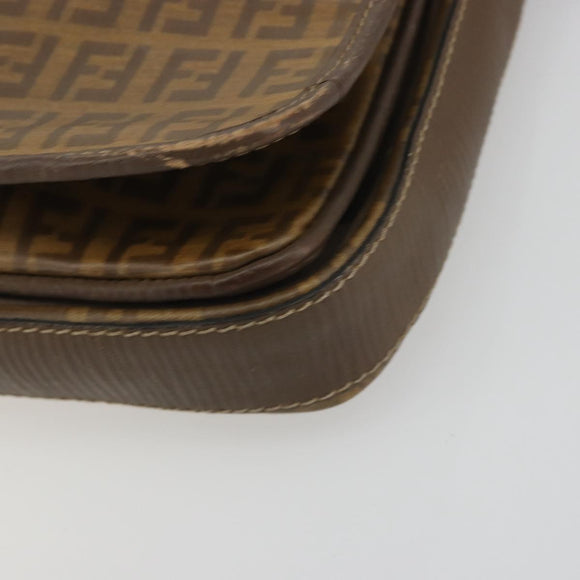 FENDI Zucchino Shoulder Bag PVC Leather Brown Auth ep15338