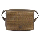 FENDI Zucchino Shoulder Bag PVC Leather Brown Auth ep15338-13