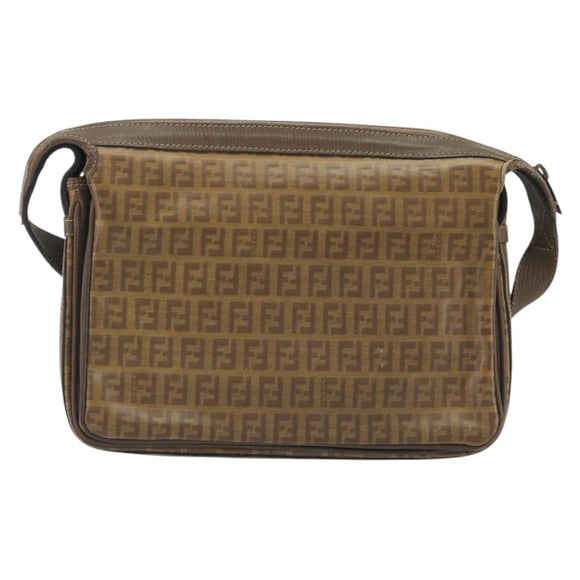 FENDI Zucchino Shoulder Bag PVC Leather Brown Auth ep15338