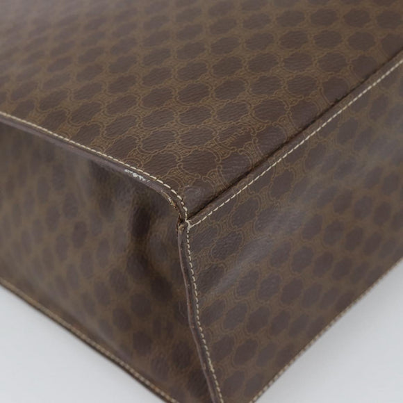 CELINE Macadam Tote Bag PVC Leather Brown Gold Tone Auth ep15343