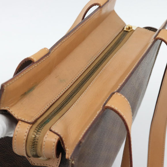 CELINE Macadam Tote Bag PVC Leather Brown Gold Tone Auth ep15343