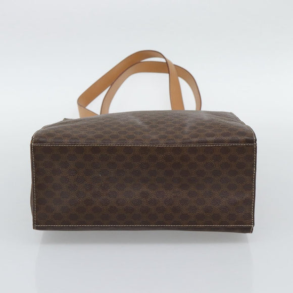 CELINE Macadam Tote Bag PVC Leather Brown Gold Tone Auth ep15343