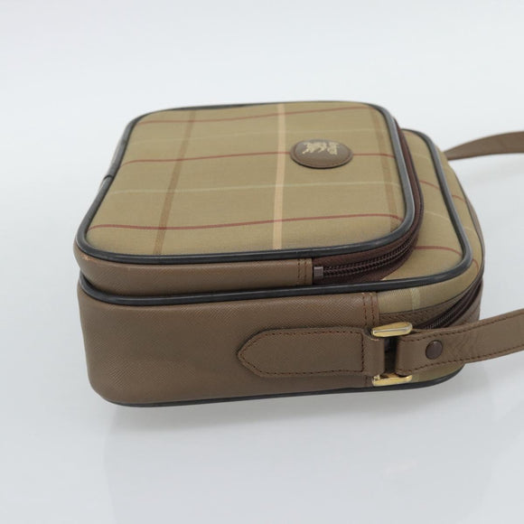 Burberrys Nova Check Shoulder Bag Canvas Beige Gold Tone Auth ep15344