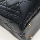 Christian Dior Canage Lady Dior Hand Bag Lamb Skin 2way Black Auth ep15345SAM-12