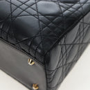 Christian Dior Canage Lady Dior Hand Bag Lamb Skin 2way Black Auth ep15345SAM-13