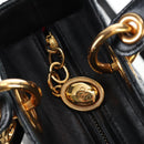 Christian Dior Canage Lady Dior Hand Bag Lamb Skin 2way Black Auth ep15345SAM-17
