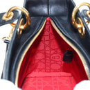 Christian Dior Canage Lady Dior Hand Bag Lamb Skin 2way Black Auth ep15345SAM-20