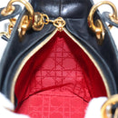 Christian Dior Canage Lady Dior Hand Bag Lamb Skin 2way Black Auth ep15345SAM-21