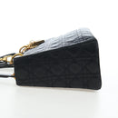 Christian Dior Canage Lady Dior Hand Bag Lamb Skin 2way Black Auth ep15345SAM-4