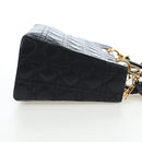 Christian Dior Canage Lady Dior Hand Bag Lamb Skin 2way Black Auth ep15345SAM-5