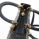 Christian Dior Canage Lady Dior Hand Bag Lamb Skin 2way Black Auth ep15345SAM-6