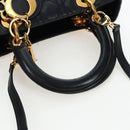 Christian Dior Canage Lady Dior Hand Bag Lamb Skin 2way Black Auth ep15345SAM-7