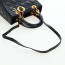 Christian Dior Canage Lady Dior Hand Bag Lamb Skin 2way Black Auth ep15345SAM-9